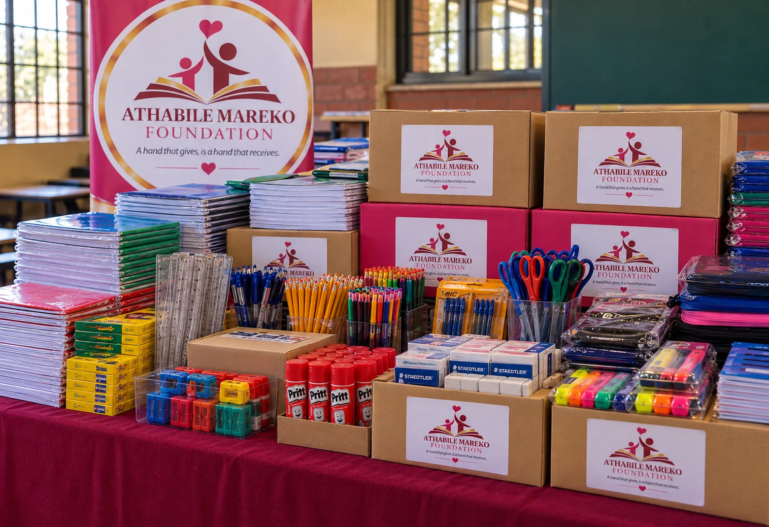 School stationery laid out: notebooks, pencils and rulers
